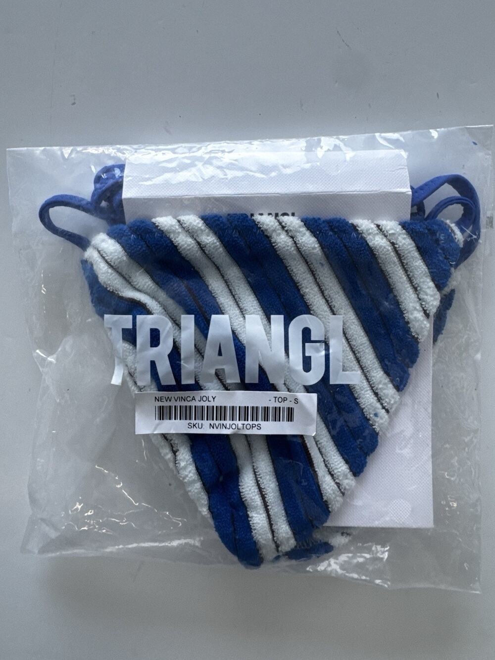 Triangl Bikini Top NEW VINCA JOLY Women's Size Small Blue White